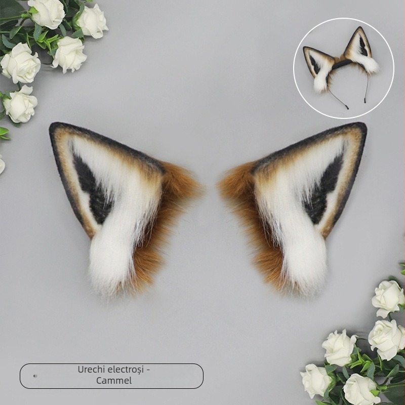 Bentiță de cap cu urechi de pisică – pluș, manufactură manuală, stil desen animat, unisex