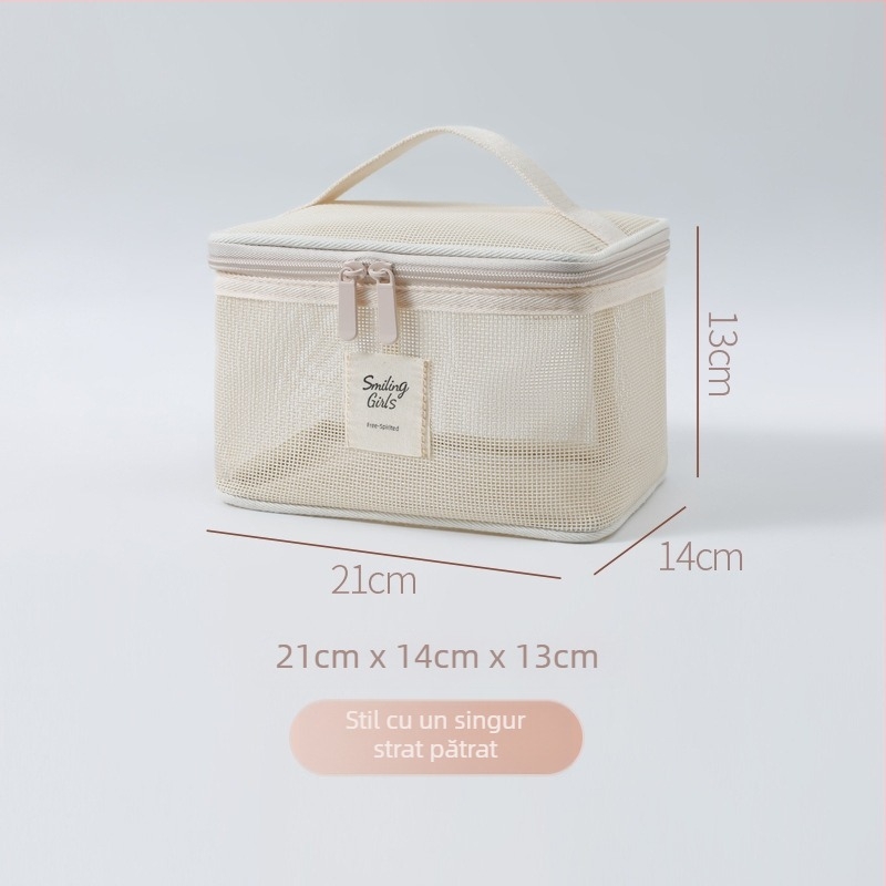 Geantă de cosmetică Maixing, Teslin material, formă cubică, respirabilă, ultra-ușoară, model Tsl20250901