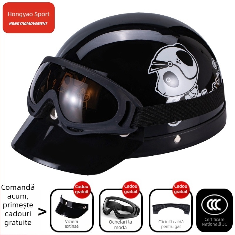 Cască tip half-helmet pentru vehicule electrice, ABS, certificat 3C, pentru adulți, pentru toate anotimpurile