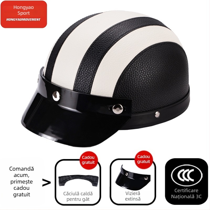 Cască tip half-helmet pentru vehicule electrice, ABS, certificat 3C, pentru adulți, pentru toate anotimpurile
