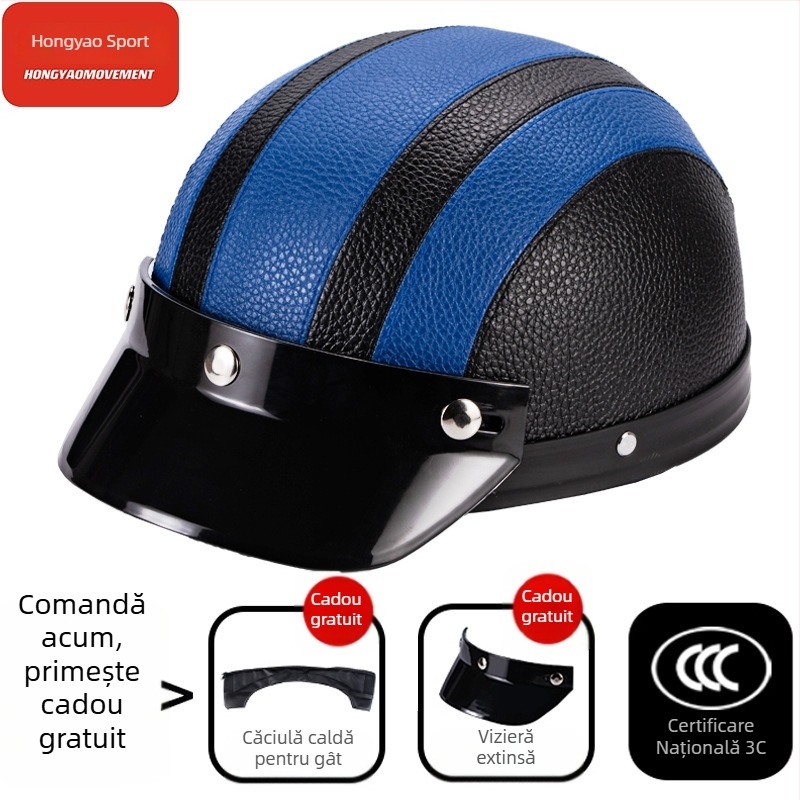 Cască tip half-helmet pentru vehicule electrice, ABS, certificat 3C, pentru adulți, pentru toate anotimpurile