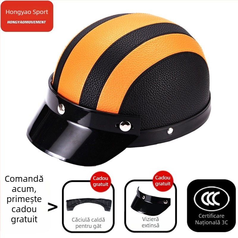 Cască tip half-helmet pentru vehicule electrice, ABS, certificat 3C, pentru adulți, pentru toate anotimpurile