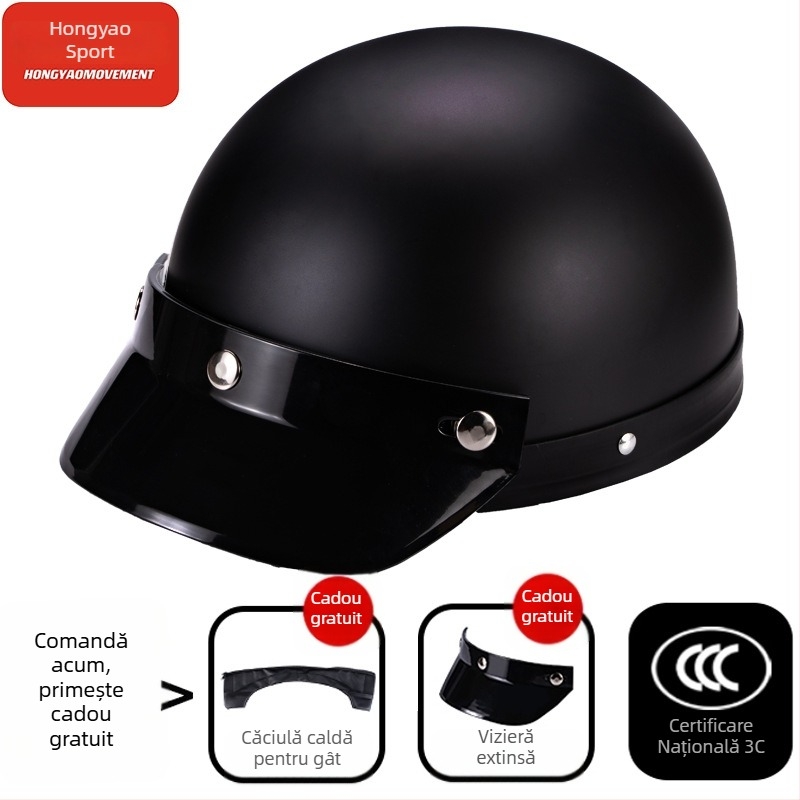 Cască tip half-helmet pentru vehicule electrice, ABS, certificat 3C, pentru adulți, pentru toate anotimpurile