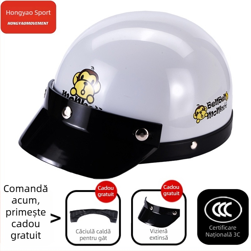 Cască tip half-helmet pentru vehicule electrice, ABS, certificat 3C, pentru adulți, pentru toate anotimpurile