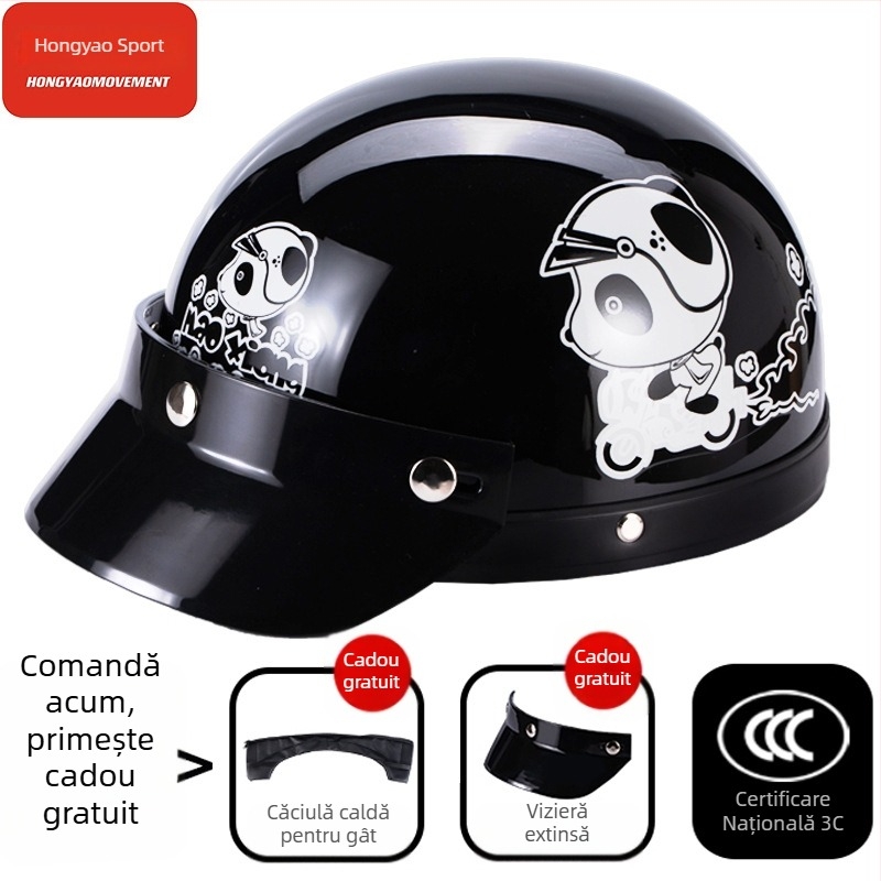 Cască tip half-helmet pentru vehicule electrice, ABS, certificat 3C, pentru adulți, pentru toate anotimpurile