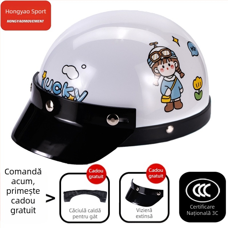 Cască tip half-helmet pentru vehicule electrice, ABS, certificat 3C, pentru adulți, pentru toate anotimpurile