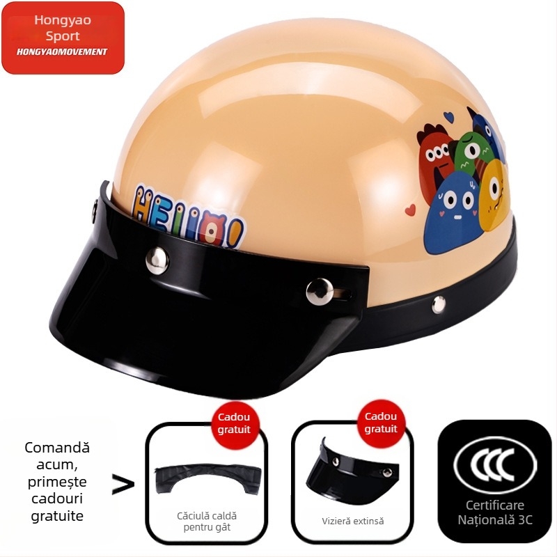 Cască tip half-helmet pentru vehicule electrice, ABS, certificat 3C, pentru adulți, pentru toate anotimpurile