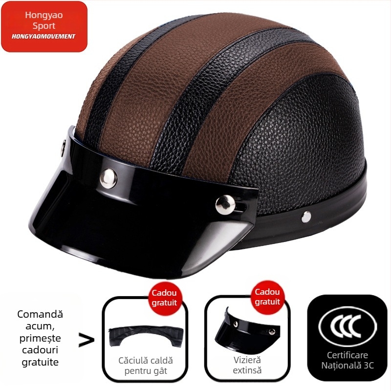 Cască tip half-helmet pentru vehicule electrice, ABS, certificat 3C, pentru adulți, pentru toate anotimpurile