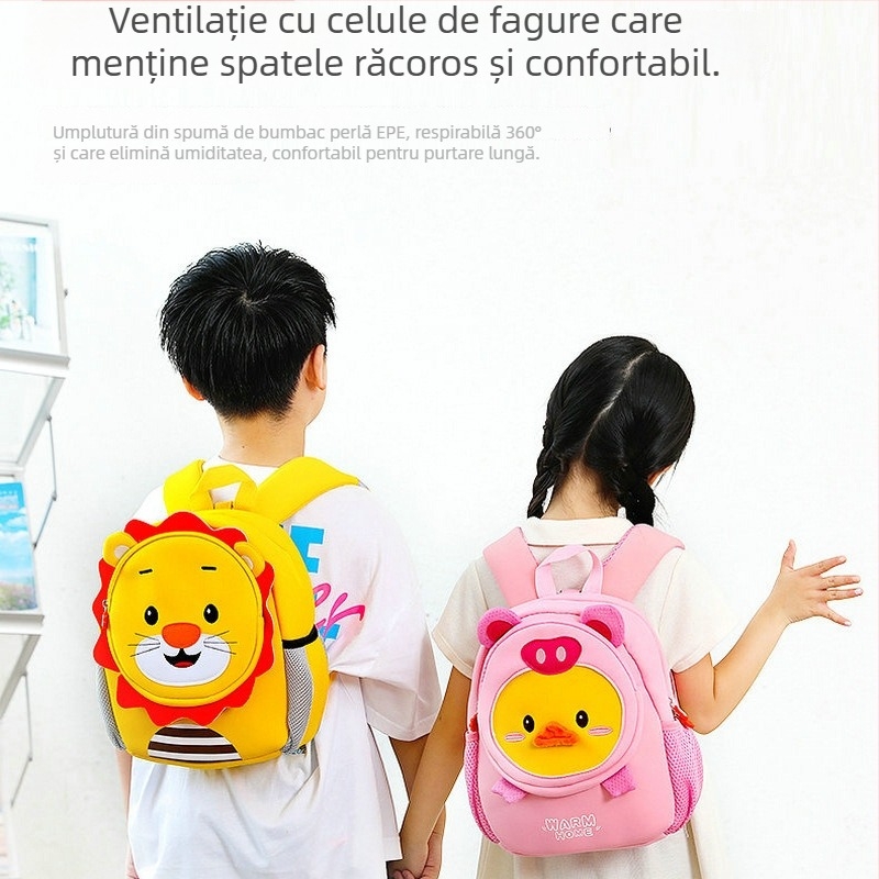 Rucsac pentru copii de grădiniță, cu dinozaur, unisex, material diving cloth respirabil, curele cu aer, model animale