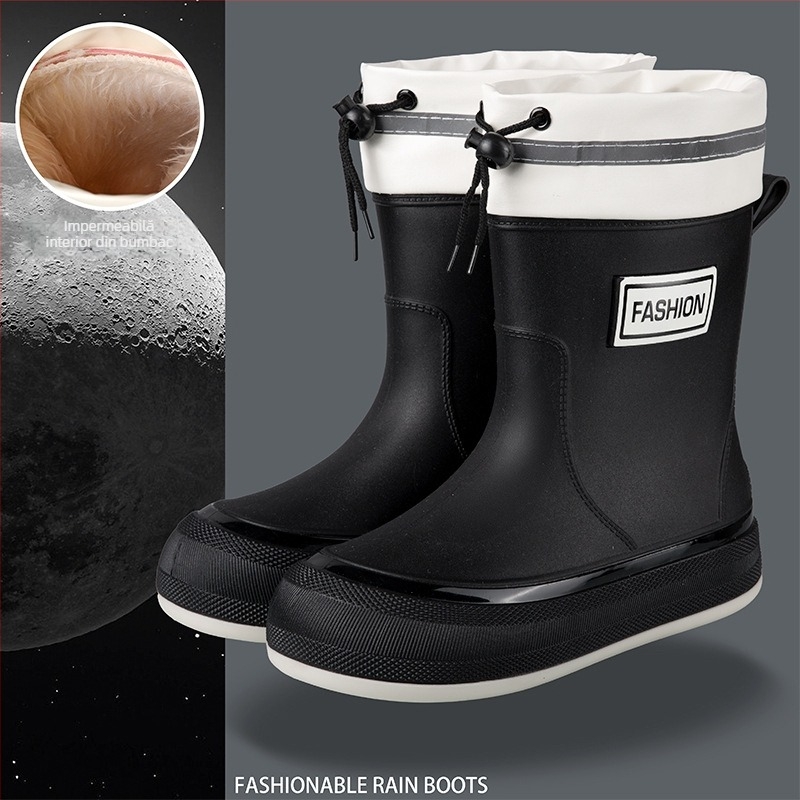 Ghete de ploaie impermeabile pentru femei din PVC, gleznă scurtă, talpă antiderapantă, toc mic 1–3 cm, patru anotimpuri