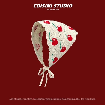 Bandă pentru păr croșetată, floare, model în carouri, stil eșarfă triunghiulară, primăvara 2025