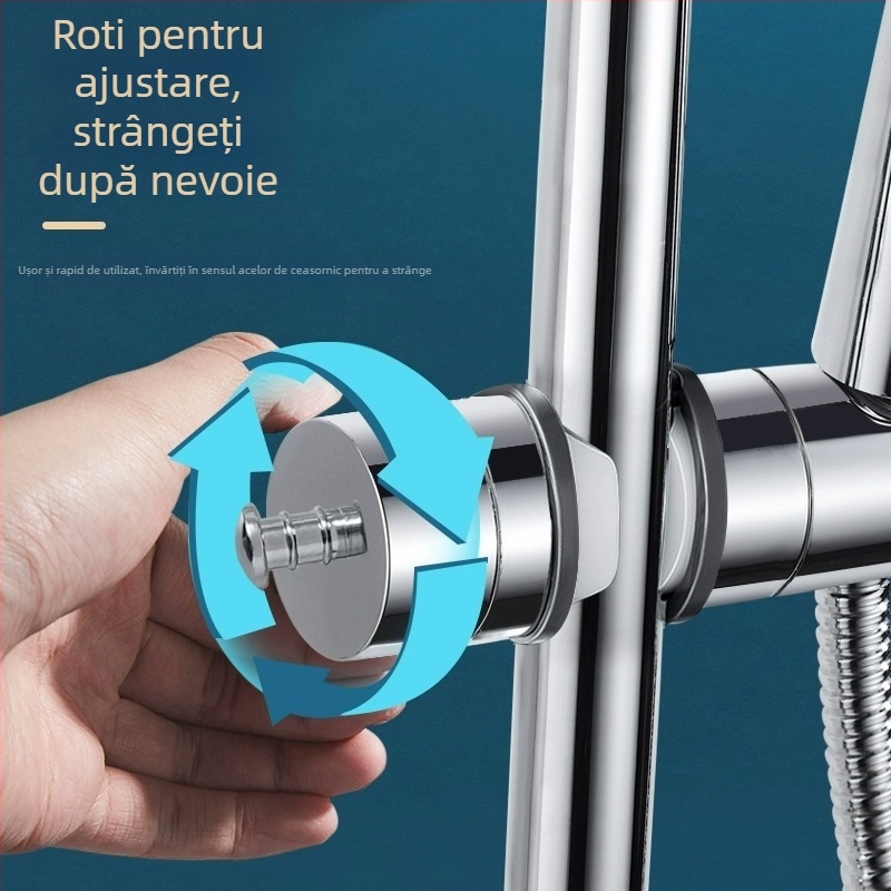 Suport de duș cu tijă de ridicare, universal, fără găuri, bază reglabilă și element glisant — Carpenter Ding