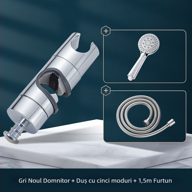 Suport de duș cu tijă de ridicare, universal, fără găuri, bază reglabilă și element glisant — Carpenter Ding