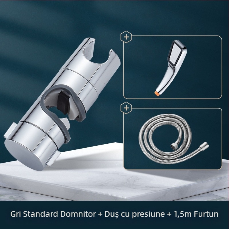 Suport de duș cu tijă de ridicare, universal, fără găuri, bază reglabilă și element glisant — Carpenter Ding