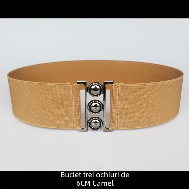 Centură elastică pentru talie, pentru rochie, cu dungi, cu buclă simplă, textură moale