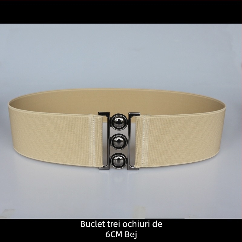 Centură elastică pentru talie, pentru rochie, cu dungi, cu buclă simplă, textură moale