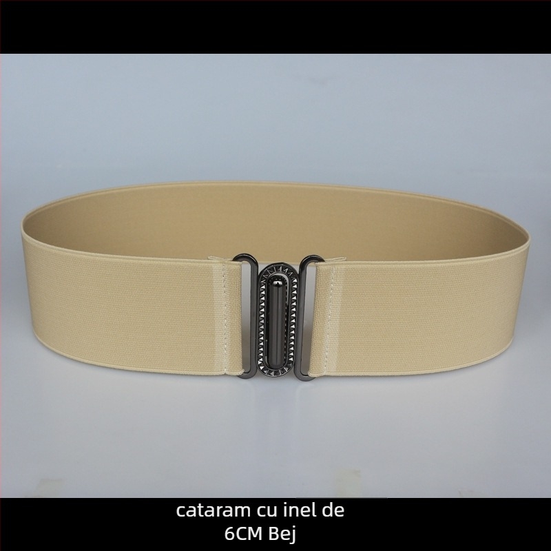 Centură elastică pentru talie, pentru rochie, cu dungi, cu buclă simplă, textură moale