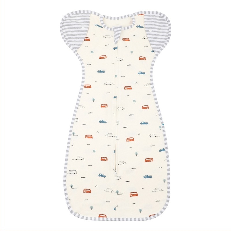 Sac de dormit pentru bebeluși din bumbac pur (95%+), design anti-startle, mâneci detașabile, patru sezoane, fermoar nylon