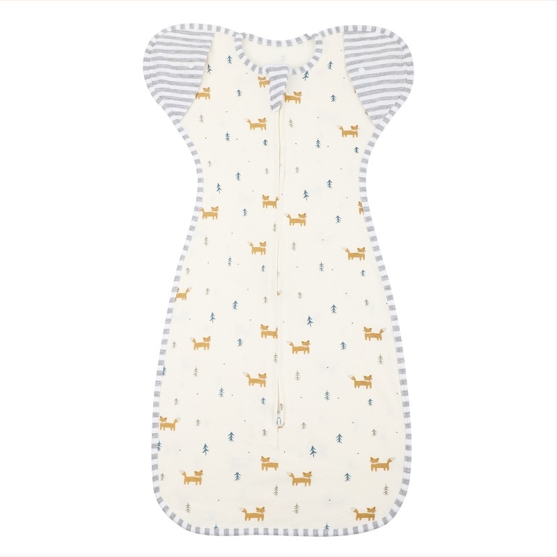 Sac de dormit pentru bebeluși din bumbac pur (95%+), design anti-startle, mâneci detașabile, patru sezoane, fermoar nylon