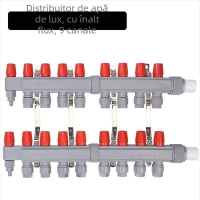 Distribuitor PPR pentru încălzire prin pardoseală – debit mare, stil modern minimalist, material PP-R, montaj cu filet, diametrul ramificațiilor 20 mm, temperatură maximă de lucru 70°C, Forever Warm