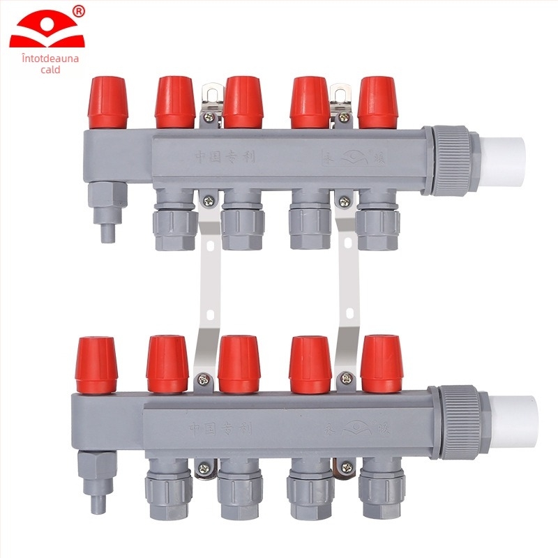 Distribuitor PPR pentru încălzire prin pardoseală – debit mare, stil modern minimalist, material PP-R, montaj cu filet, diametrul ramificațiilor 20 mm, temperatură maximă de lucru 70°C, Forever Warm