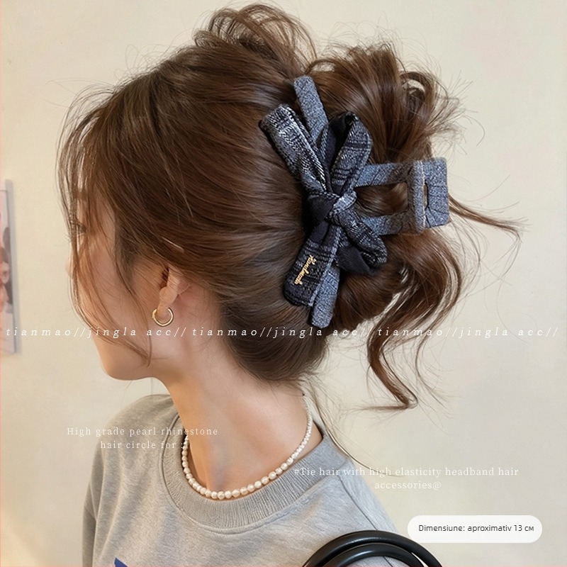 Clip de păr leopard, cu funda și clip tip shark, lucrat manual, velur-satin pentru păr