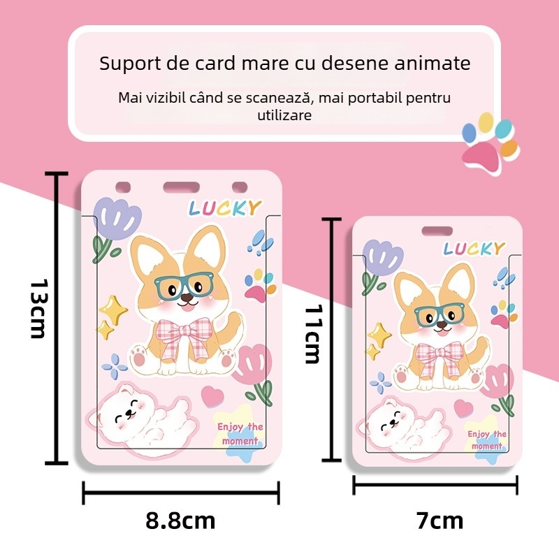 Holder ABS pentru carduri, stil desen animat, anti-pierdere, pentru carduri de student, campus, bibliotecă și carduri de joc/ID