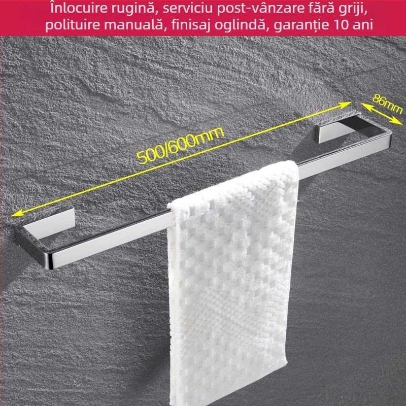 Suport de prosoape montat pe perete, din oțel inoxidabil 304, finisaj oglindit, set din două piese pentru baie