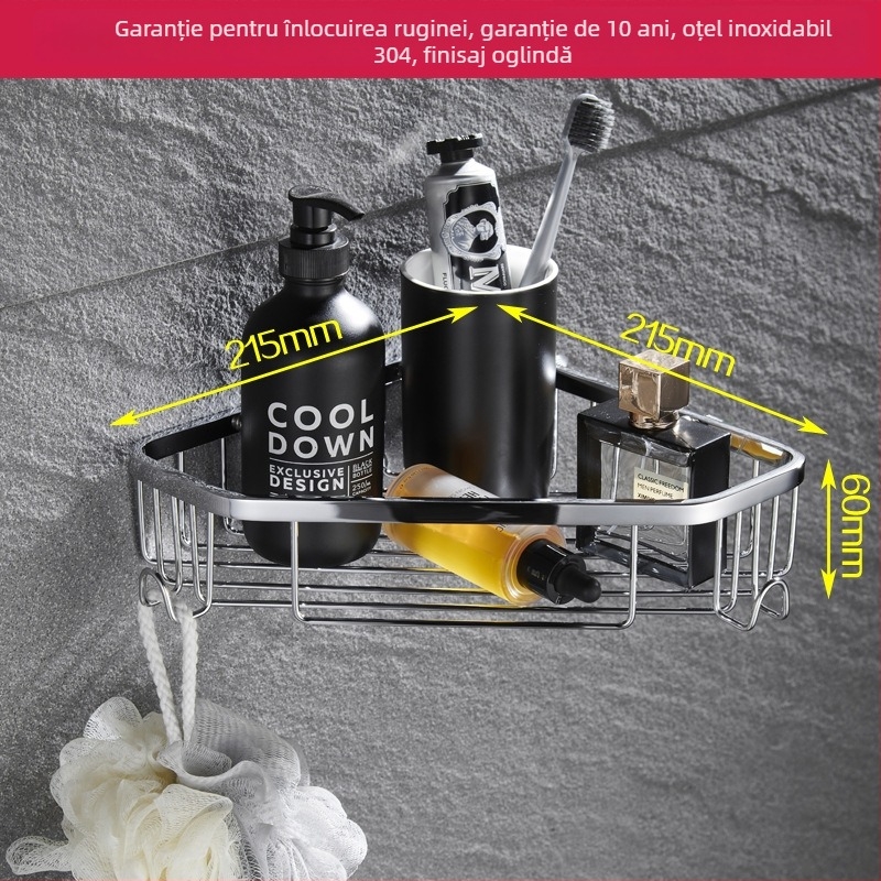 Suport de prosoape montat pe perete, din oțel inoxidabil 304, finisaj oglindit, set din două piese pentru baie