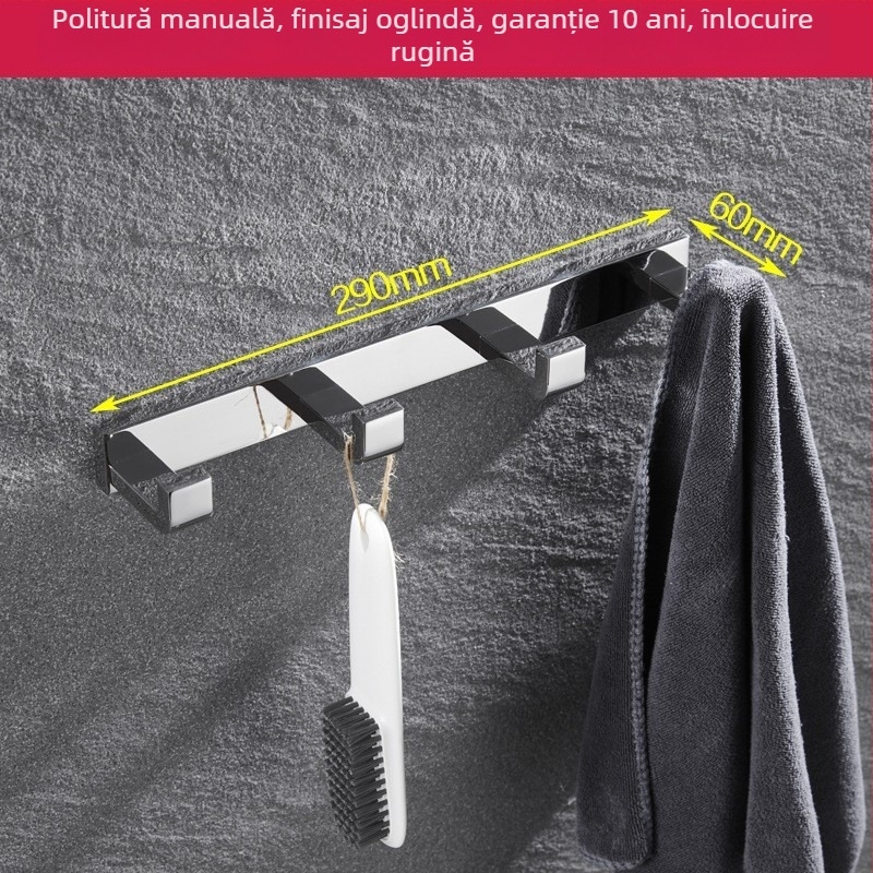 Suport de prosoape montat pe perete, din oțel inoxidabil 304, finisaj oglindit, set din două piese pentru baie