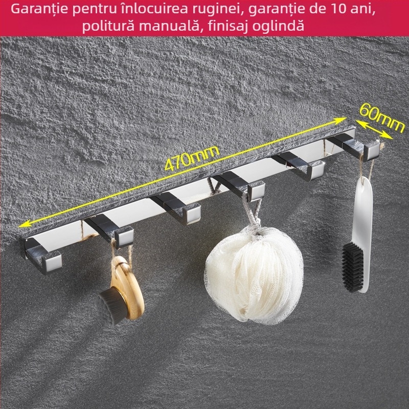 Suport de prosoape montat pe perete, din oțel inoxidabil 304, finisaj oglindit, set din două piese pentru baie