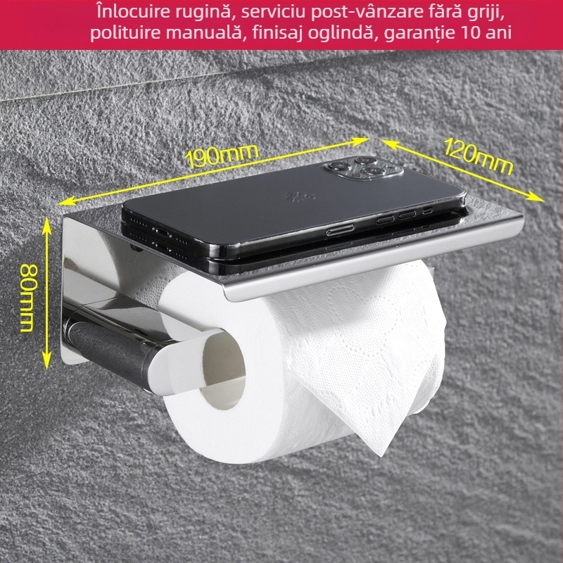 Suport de prosoape montat pe perete, din oțel inoxidabil 304, finisaj oglindit, set din două piese pentru baie