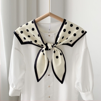 Șal pentru femei, din material mătase artificială, model geometric, țesătură simplă, accesoriu decorativ, stil japonezo-coreean