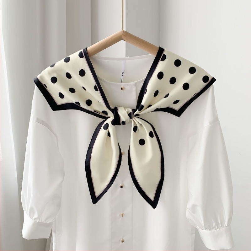 Șal pentru femei, din material mătase artificială, model geometric, țesătură simplă, accesoriu decorativ, stil japonezo-coreean