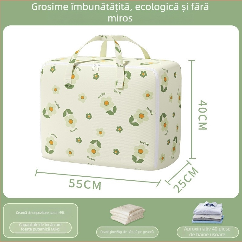 Geantă de mutat cu capacitate mare pentru haine și pături, cu fermoar, protecție împotriva prafului și umezelii, formă cubică, multifuncțională