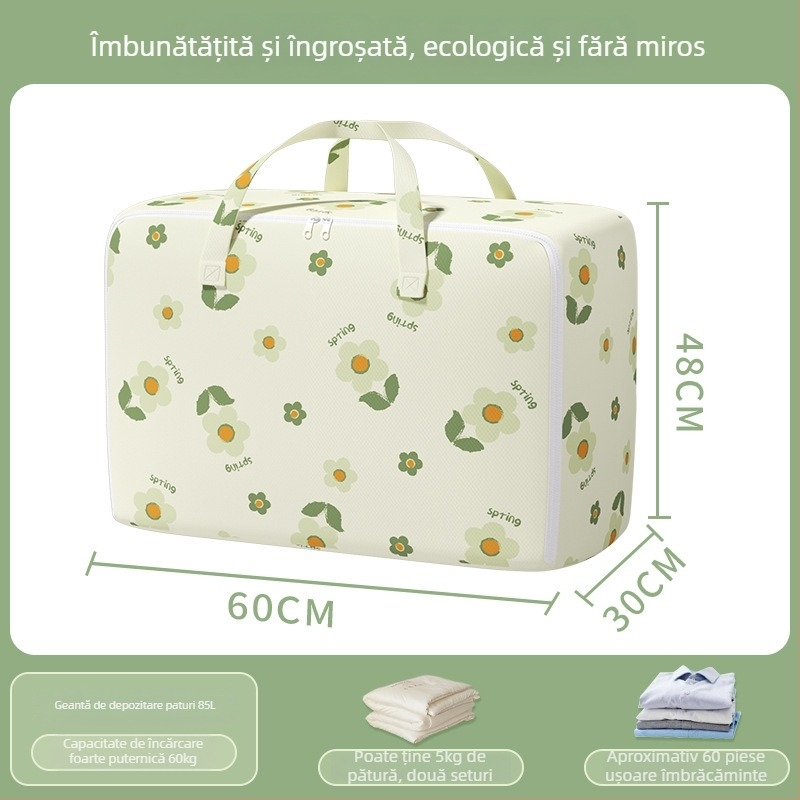 Geantă de mutat cu capacitate mare pentru haine și pături, cu fermoar, protecție împotriva prafului și umezelii, formă cubică, multifuncțională