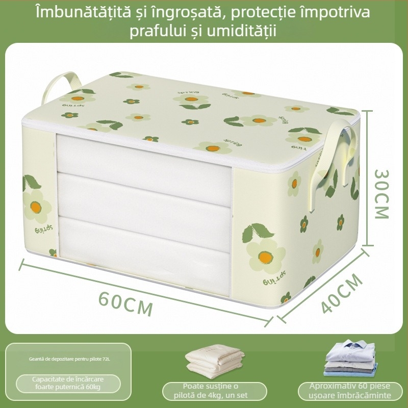 Geantă de mutat cu capacitate mare pentru haine și pături, cu fermoar, protecție împotriva prafului și umezelii, formă cubică, multifuncțională