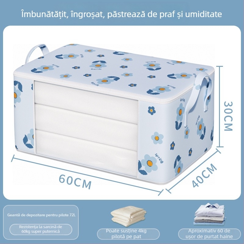 Geantă de mutat cu capacitate mare pentru haine și pături, cu fermoar, protecție împotriva prafului și umezelii, formă cubică, multifuncțională