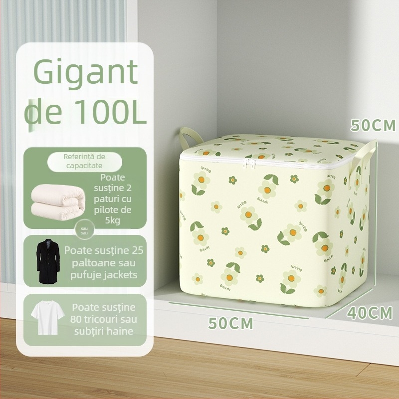 Geantă de mutat cu capacitate mare pentru haine și pături, cu fermoar, protecție împotriva prafului și umezelii, formă cubică, multifuncțională