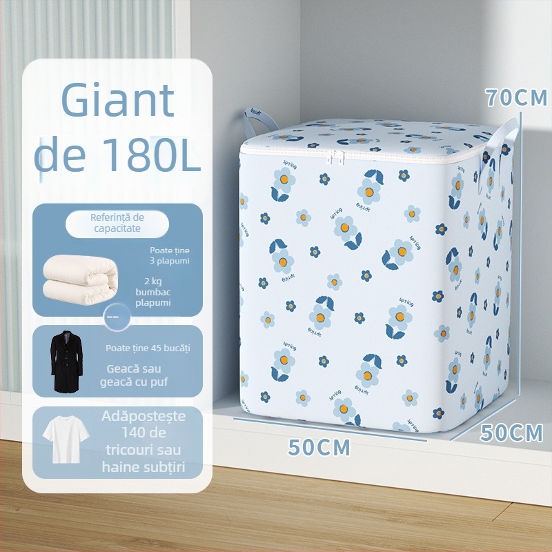 Geantă de mutat cu capacitate mare pentru haine și pături, cu fermoar, protecție împotriva prafului și umezelii, formă cubică, multifuncțională