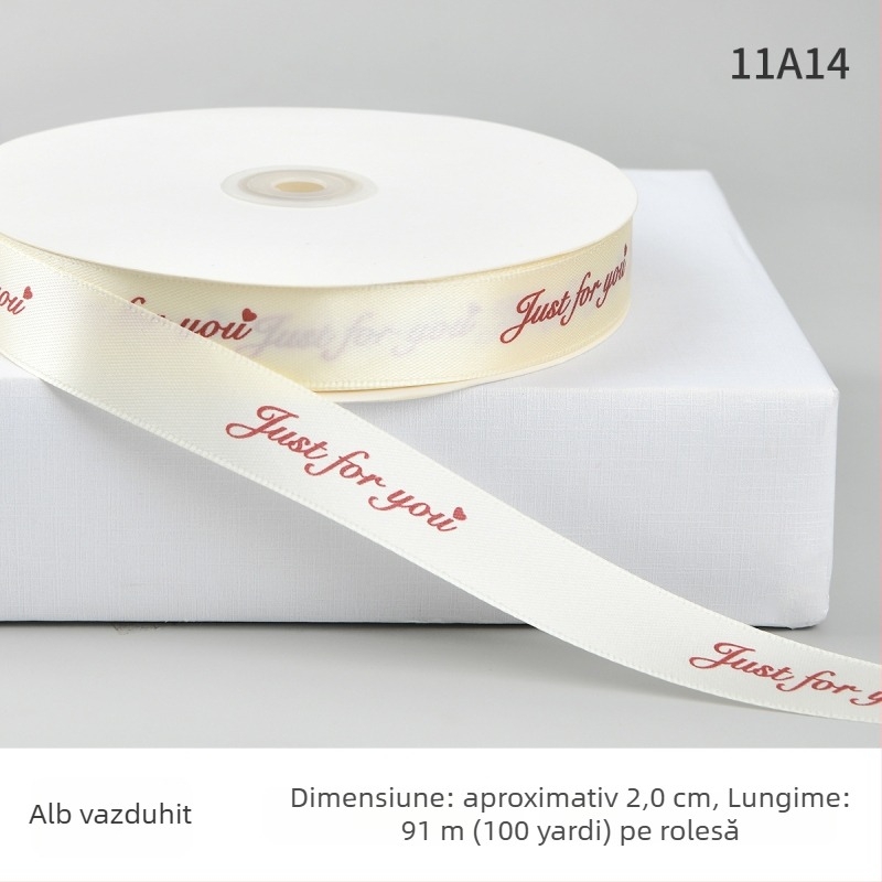 Jiahua panglică satin cu litere în engleză pentru Ziua Îndrăgostiților – împachetare cadouri, buchete de flori, DIY