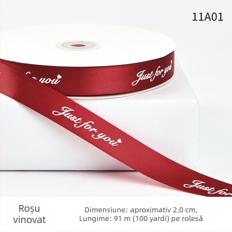 Jiahua panglică satin cu litere în engleză pentru Ziua Îndrăgostiților – împachetare cadouri, buchete de flori, DIY