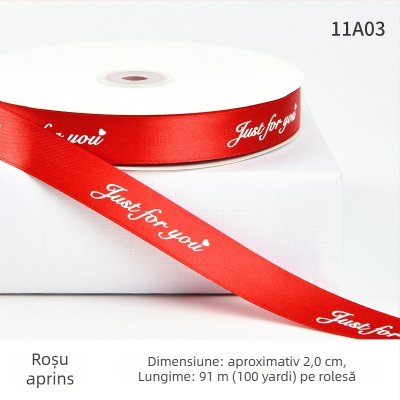 Jiahua panglică satin cu litere în engleză pentru Ziua Îndrăgostiților – împachetare cadouri, buchete de flori, DIY