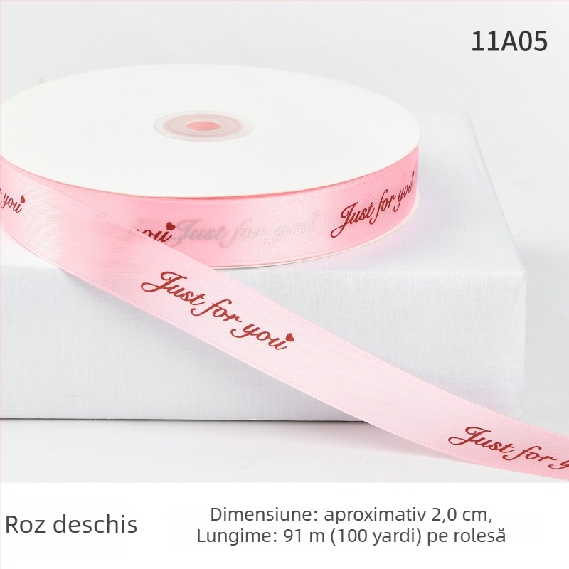 Jiahua panglică satin cu litere în engleză pentru Ziua Îndrăgostiților – împachetare cadouri, buchete de flori, DIY