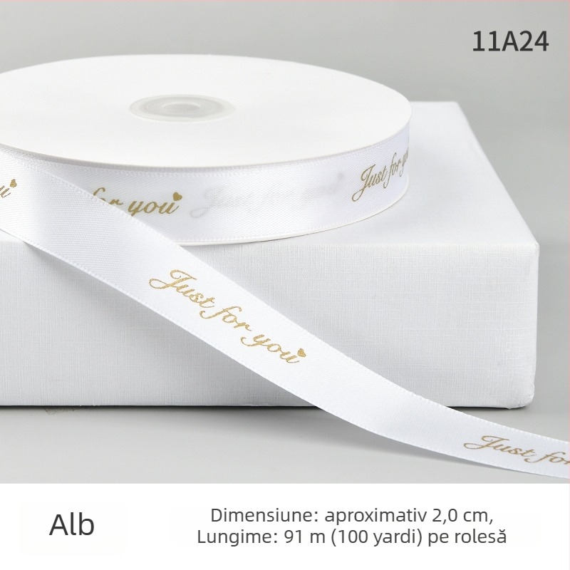 Jiahua panglică satin cu litere în engleză pentru Ziua Îndrăgostiților – împachetare cadouri, buchete de flori, DIY