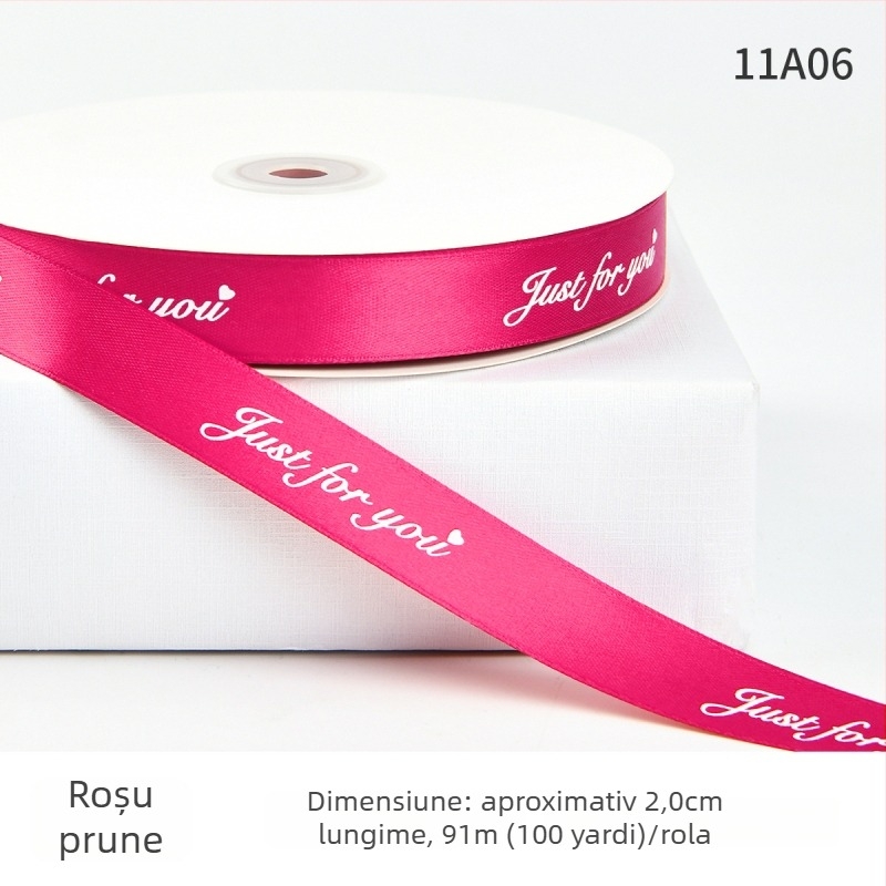 Jiahua panglică satin cu litere în engleză pentru Ziua Îndrăgostiților – împachetare cadouri, buchete de flori, DIY