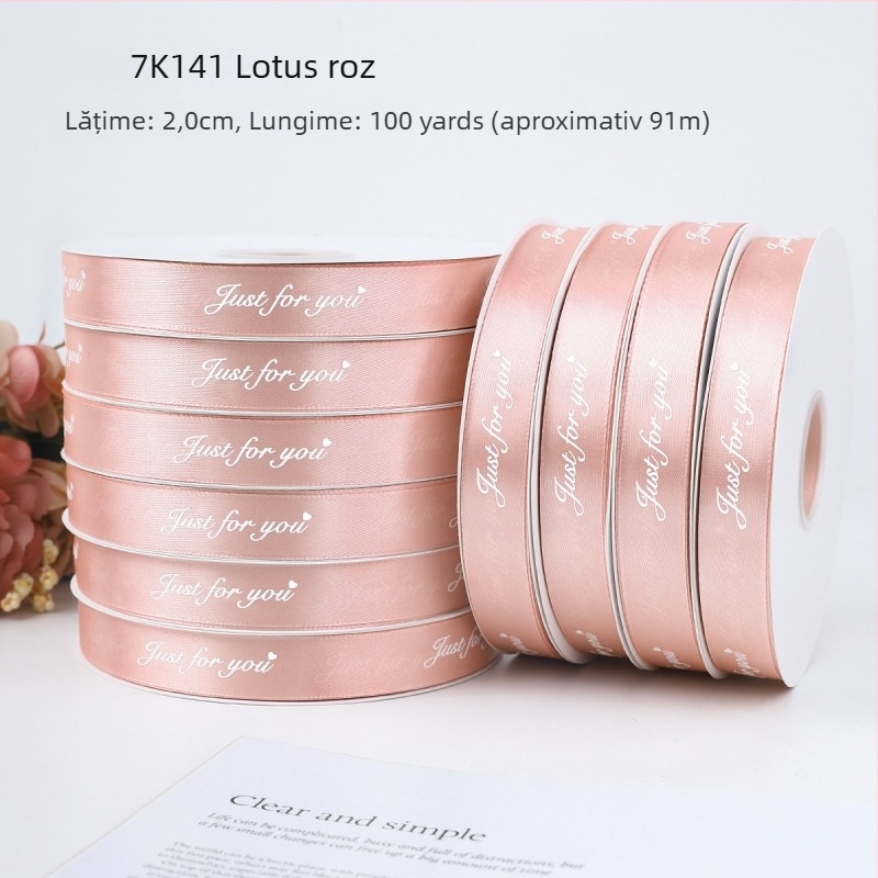 Jiahua panglică satin cu litere în engleză pentru Ziua Îndrăgostiților – împachetare cadouri, buchete de flori, DIY