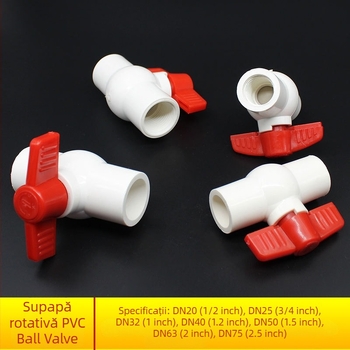 Supapă pentru conducte de apă din plastic, cu filet, supapă cu bilă, flux drept, model 3201, categorie igienică