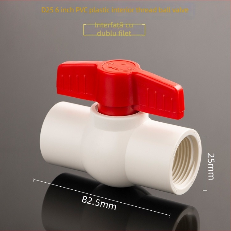 Supapă pentru conducte de apă din plastic, cu filet, supapă cu bilă, flux drept, model 3201, categorie igienică