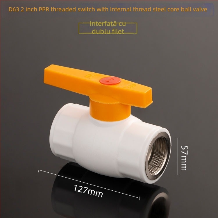 Supapă pentru conducte de apă din plastic, cu filet, supapă cu bilă, flux drept, model 3201, categorie igienică